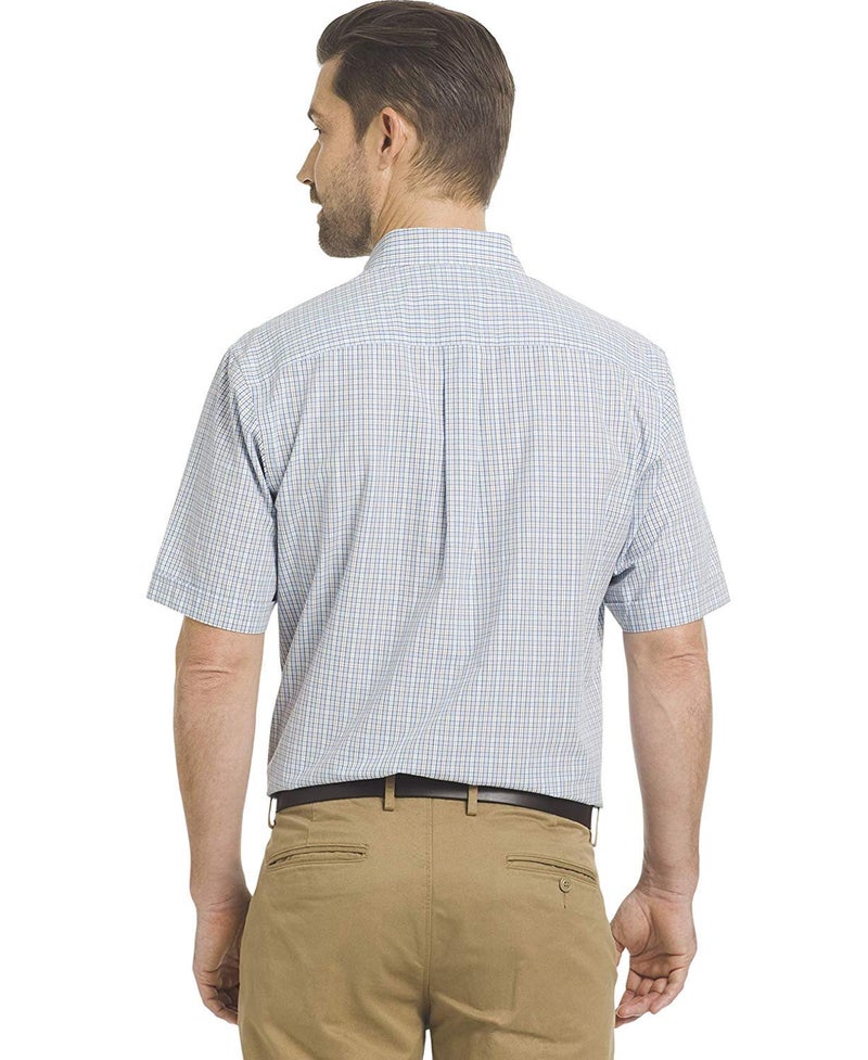 ARROW USA 1851 mens Big and Tall Hamilton Poplins Short Sleeve Plaid Button Down Shirt, Skyway, X-Large Tall US - Image 3